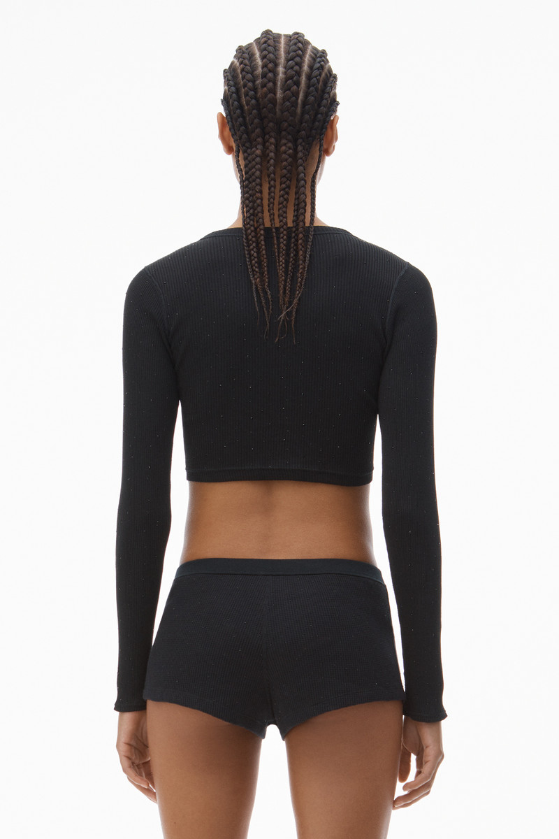 Crystal Hotfix Cropped Long sleeve Tee 4