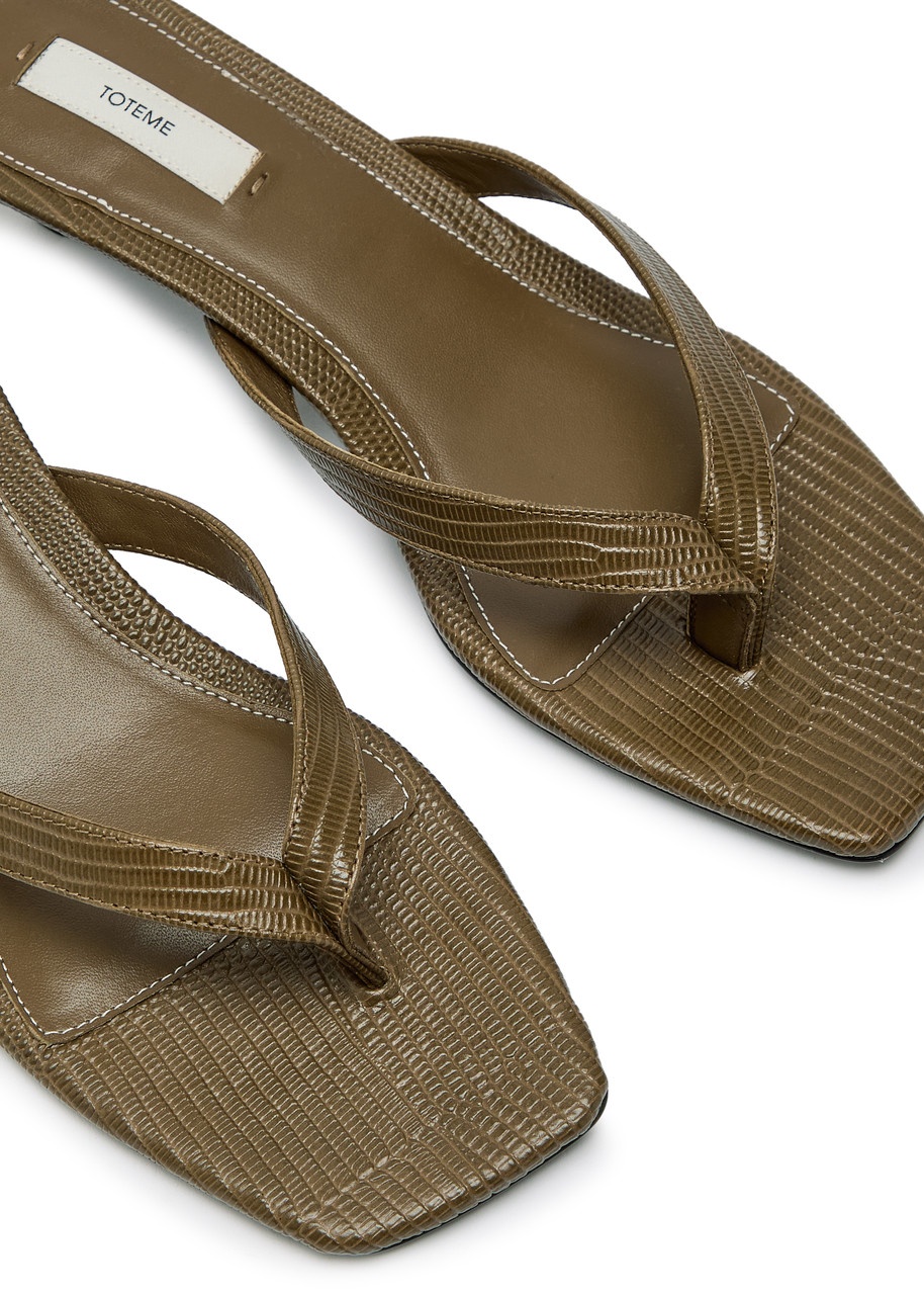 Toteme 40 Lizard-effect Leather Thong Sandals - 3