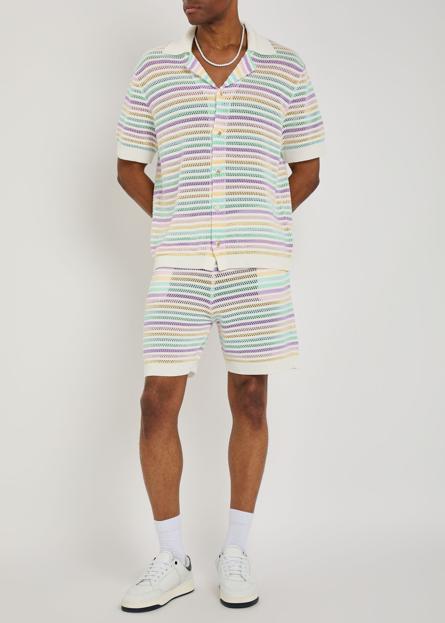 Casablanca Flower Striped Cotton-crochet Shirt - 4