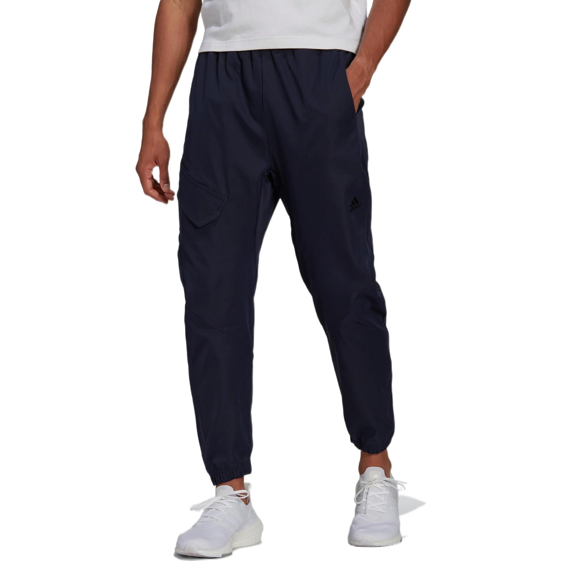 Men's adidas O-shape Cargo Solid Color Lacing Casual Sports Pants/Trousers/Joggers Legendary Ink Blu - 2