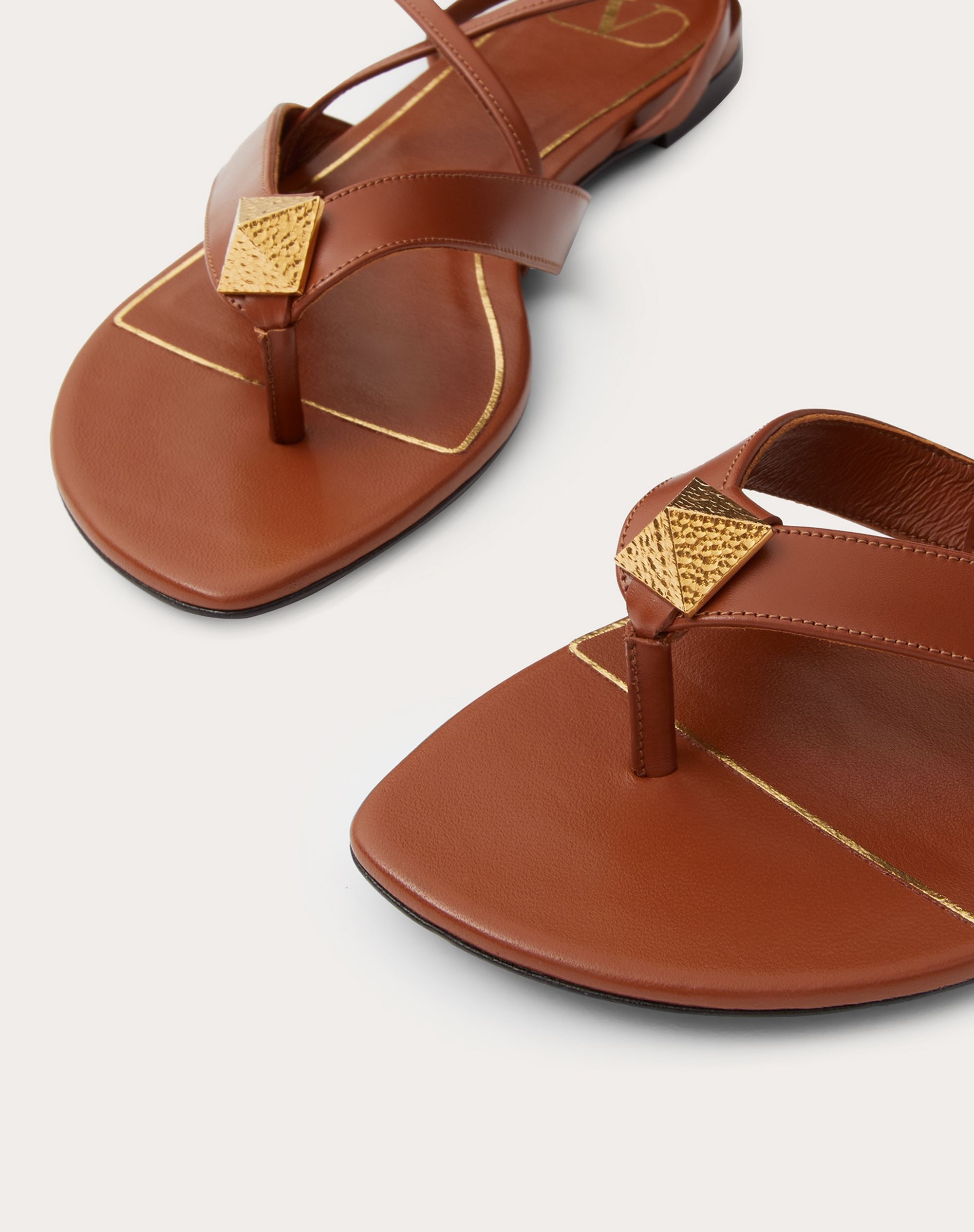 Roman Stud Flat Flip Flop Sandal in calfskin - 5