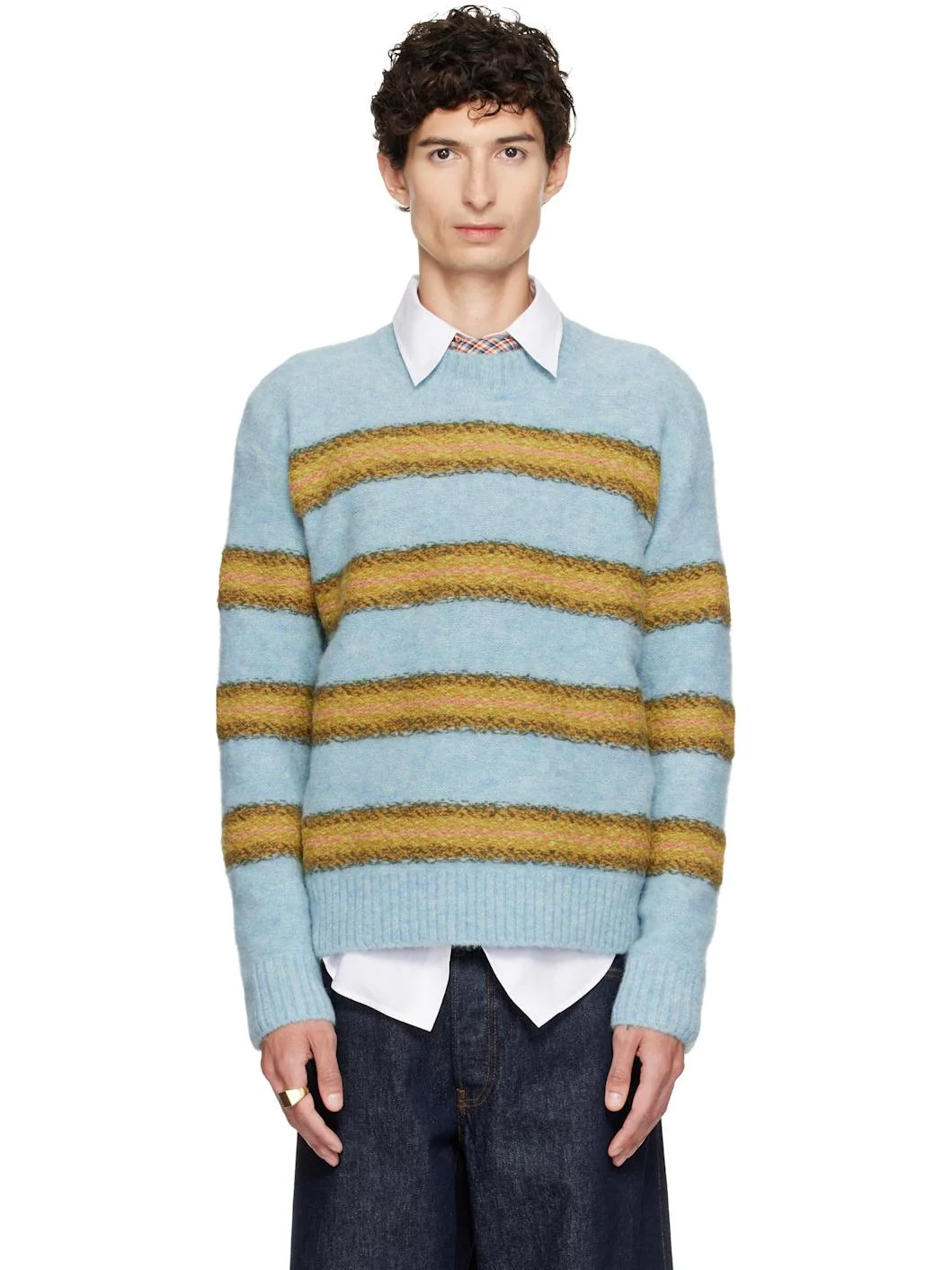 Blue Jacquard Wool Sweater - 1