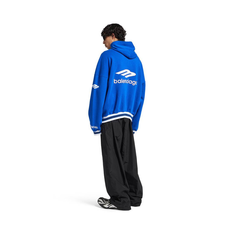 Men's 3b Football Polo Hoodie in Royal Blue/white 4