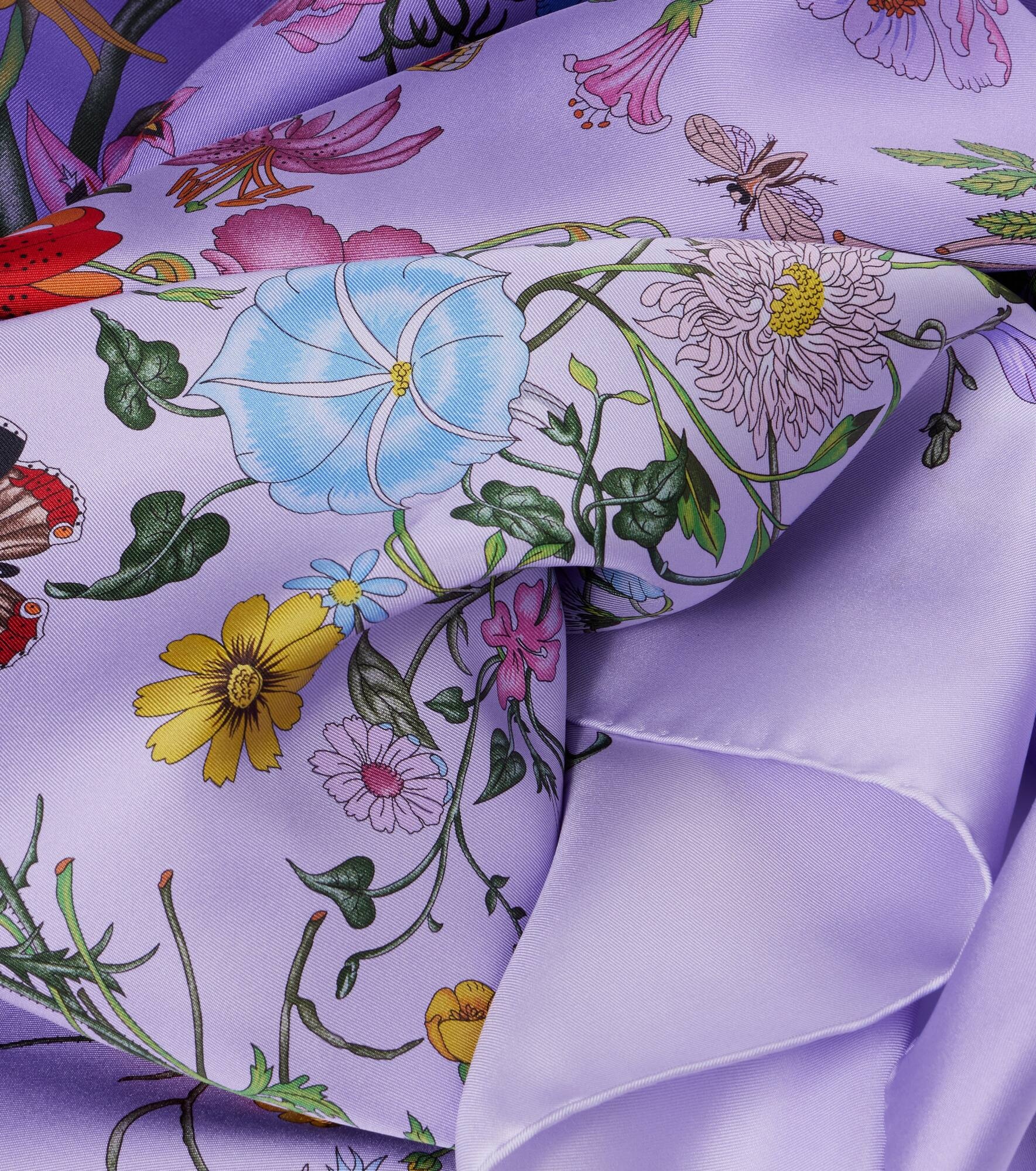 Floral silk twill scarf - 4