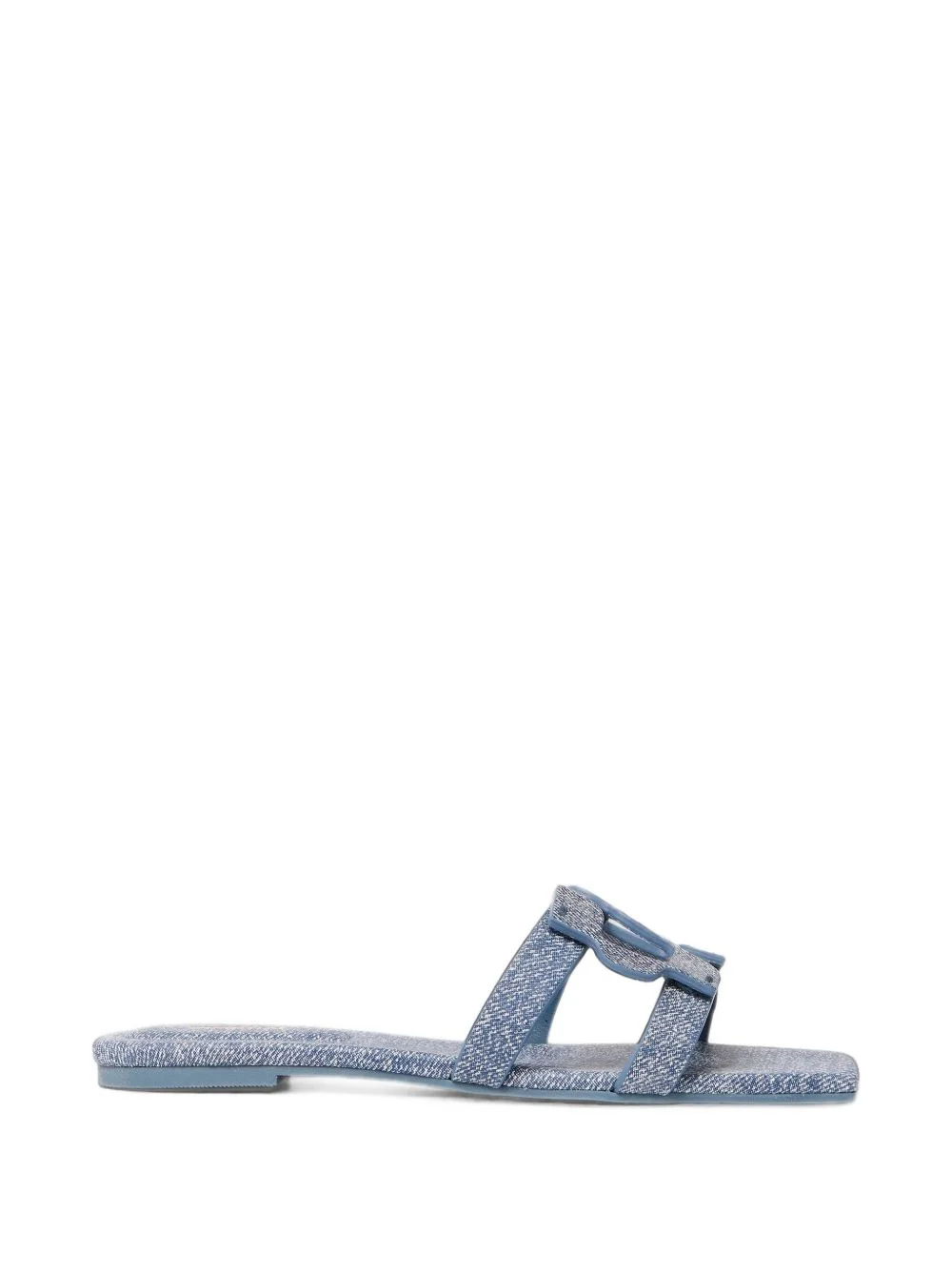 Monogram denim-printed leather sandals - 1