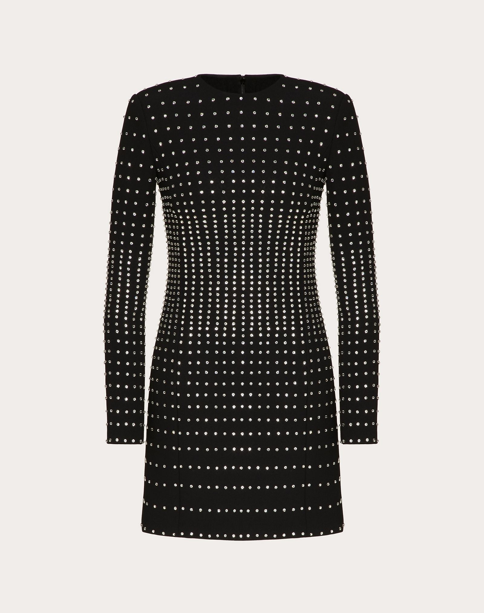 Short Embellished Technical Double Wool Dress - 1