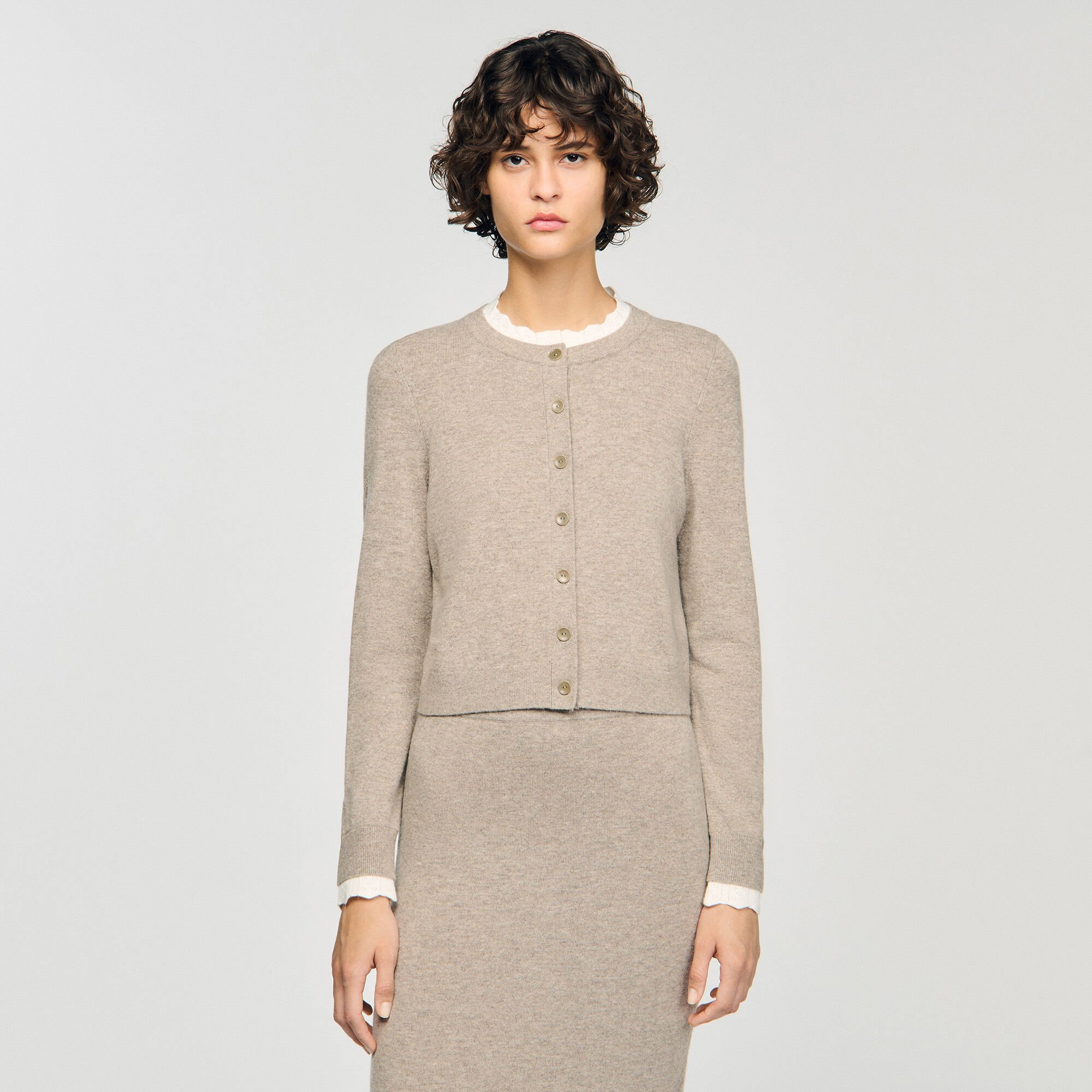 CARDIGAN WITH CONTRAST COLLAR - 4