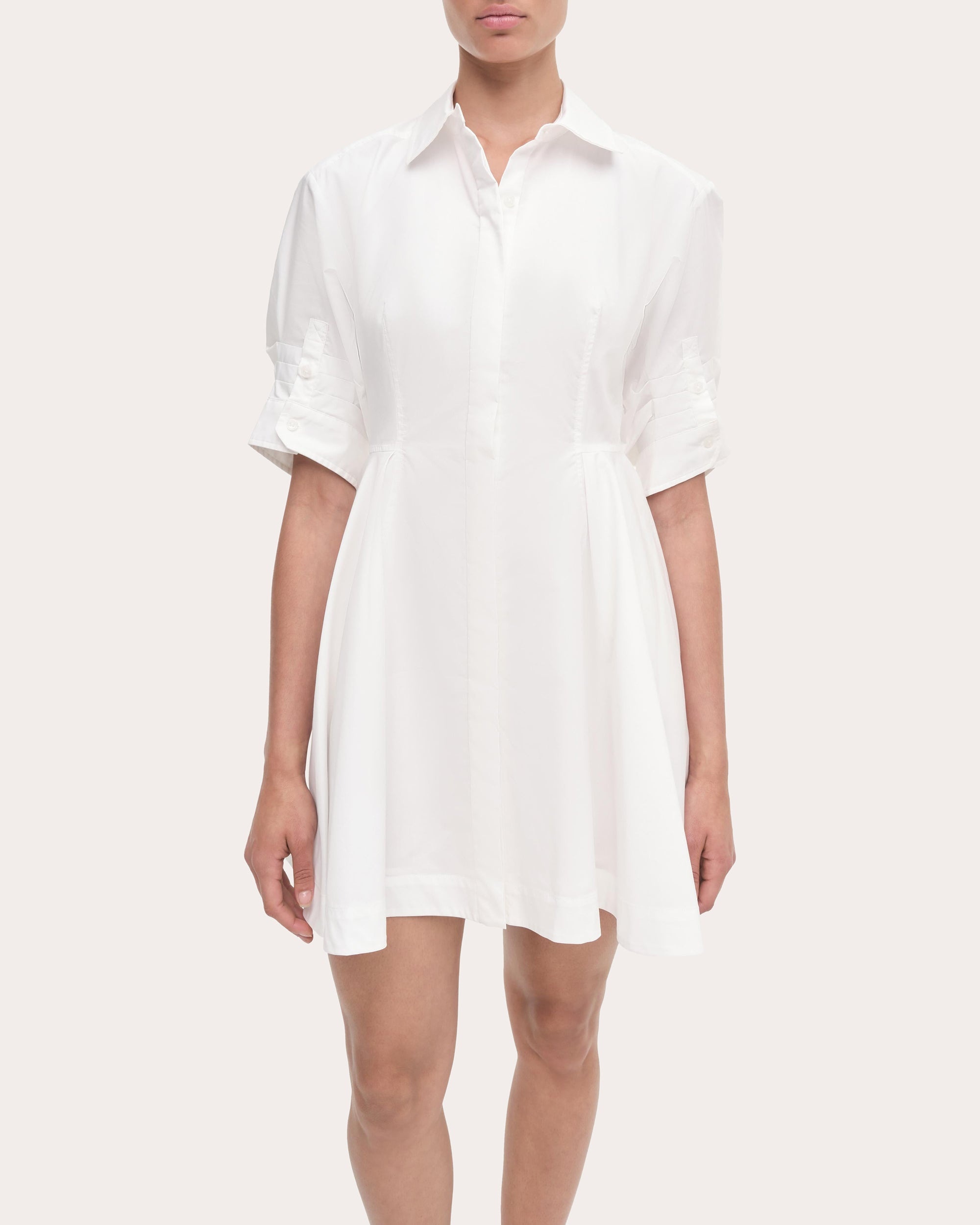 Jazz Pleated Cotton Poplin Mini Shirt Dress - 4