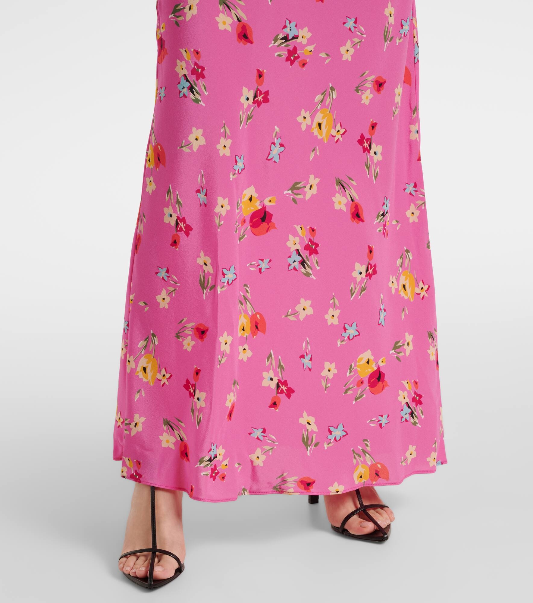 Lace-trimmed silk maxi dress - 5