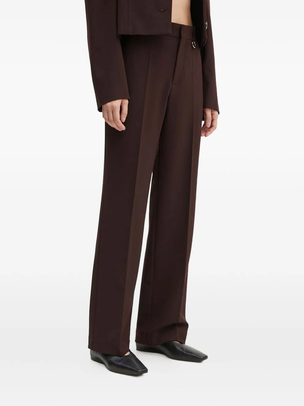 pinstripe ring-detail trousers - 1