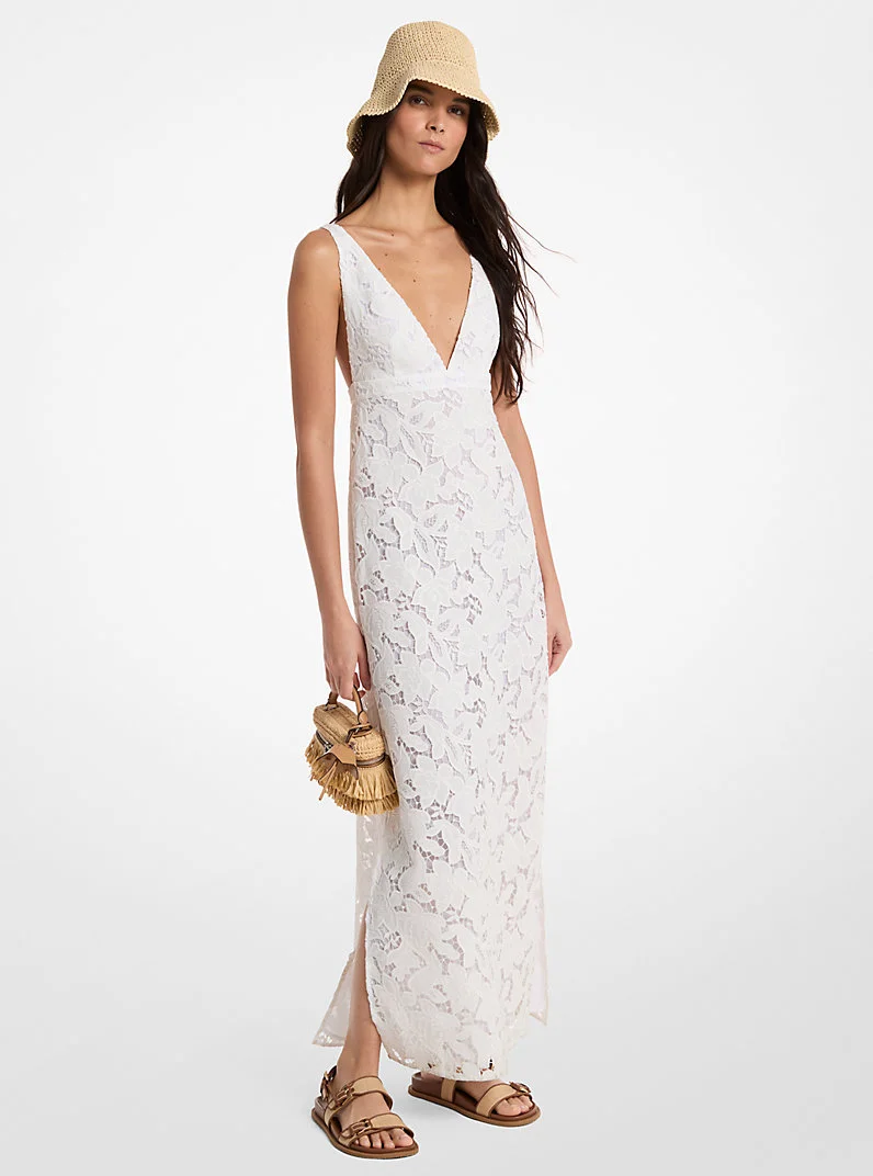 Corded Floral Lace Maxi Dress - 1