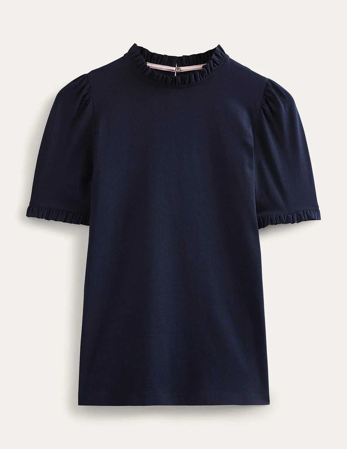 Supersoft Frill Detail T-shirt-Navy - 1