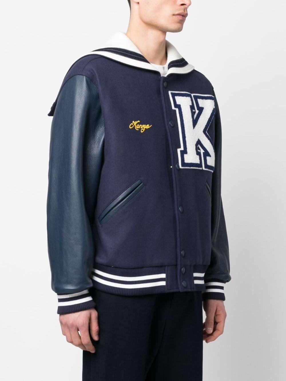 logo-patch bomber jacket - 3