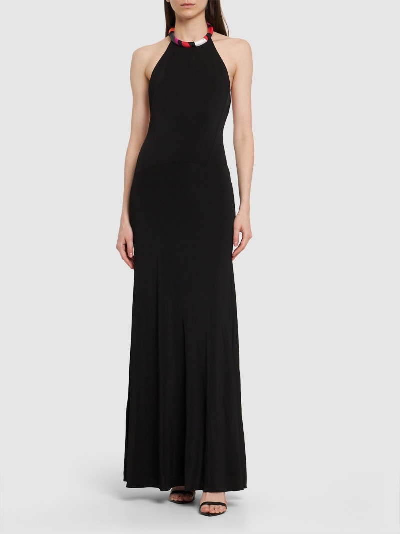 Long jersey halter long dress - 2