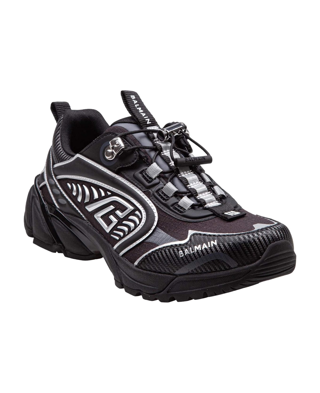 Balmain Sneakers Cosmic Dust In Mixed Materials Color Black/white - 2