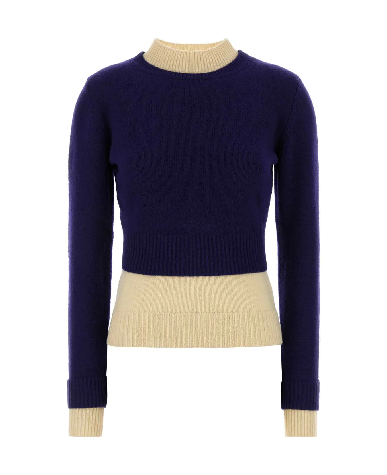 Navy Blue Wool Blend Sweater - 1
