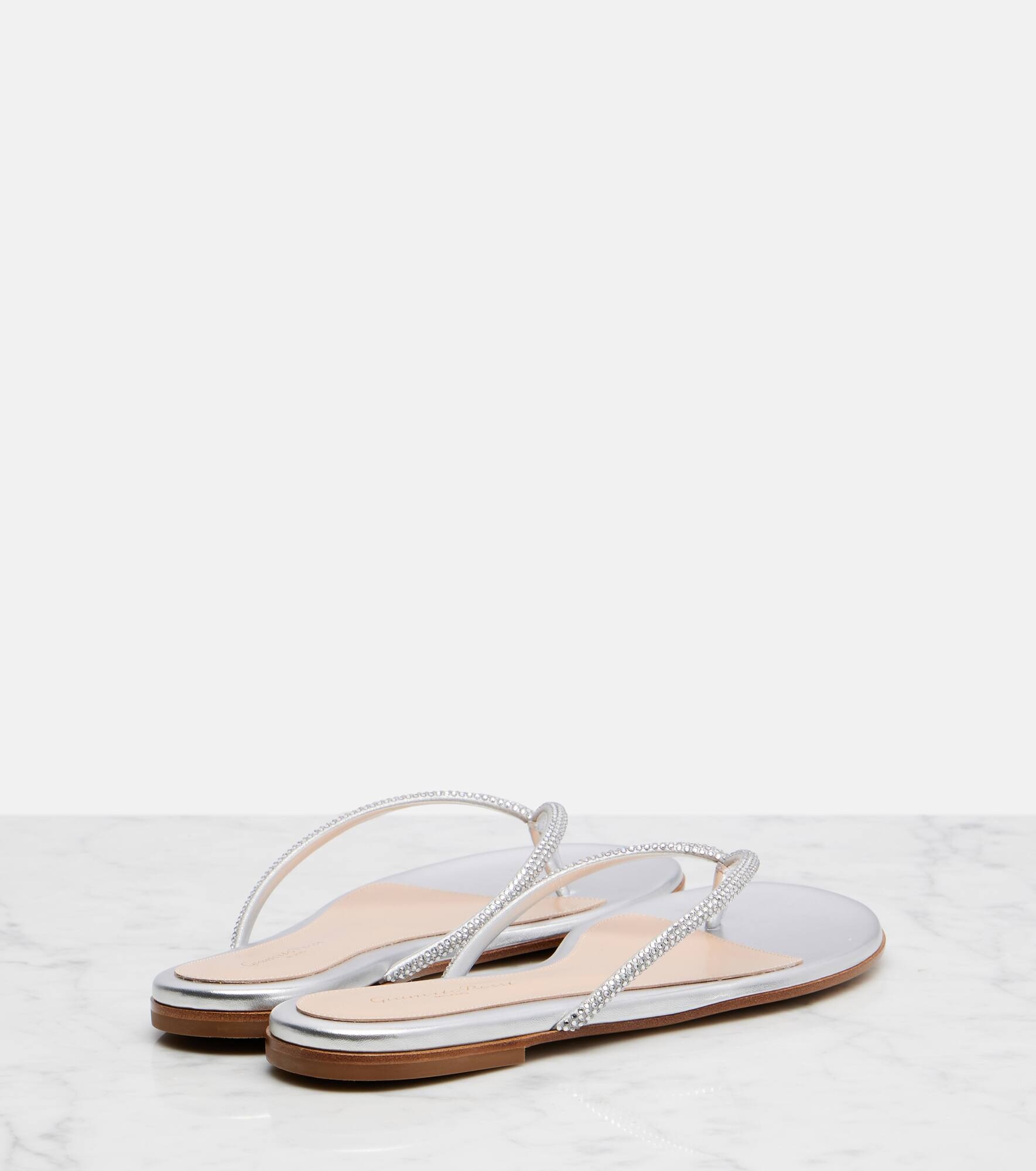 India metallic leather thong sandals - 2
