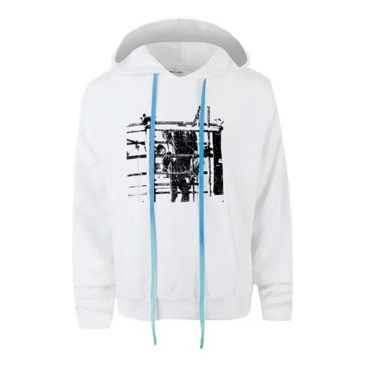 Men's Off-White Printed Logo Arrow Hooded Long Sleeves White OMBB037F19E300070110 - 1