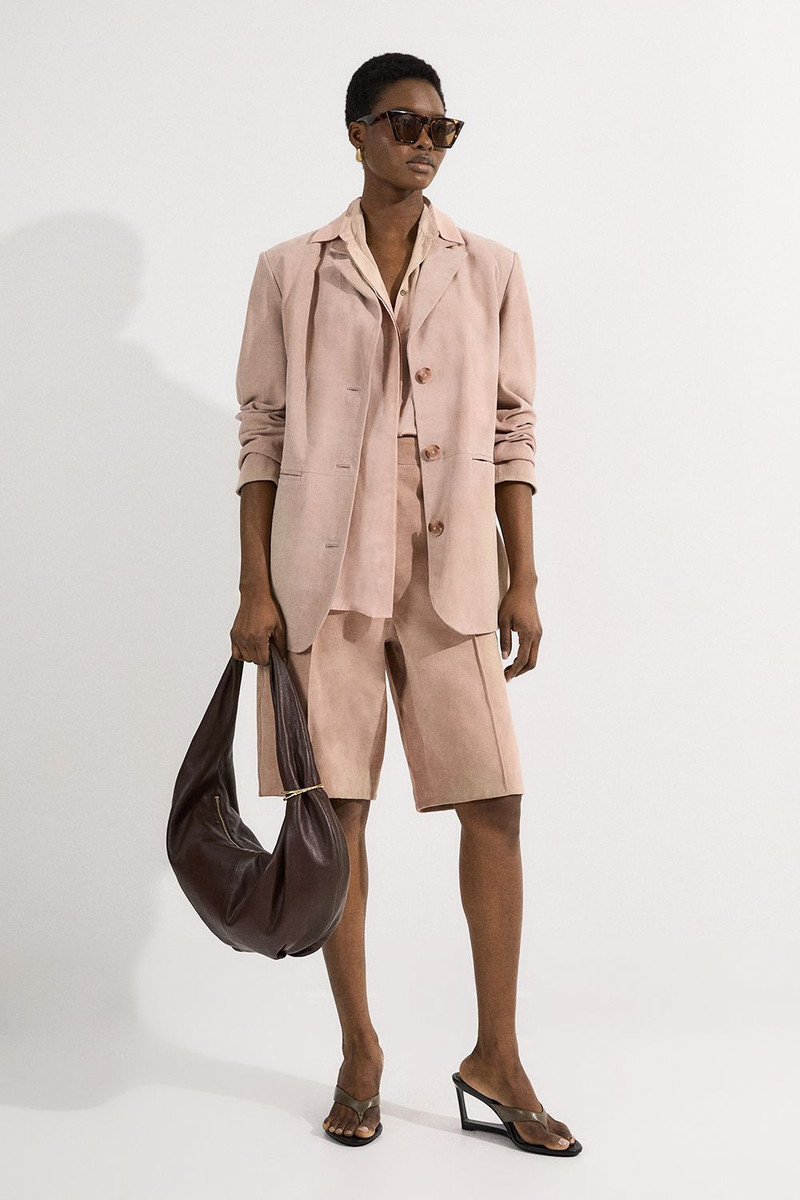 Suede Tailored Single Breasted Blazer 1