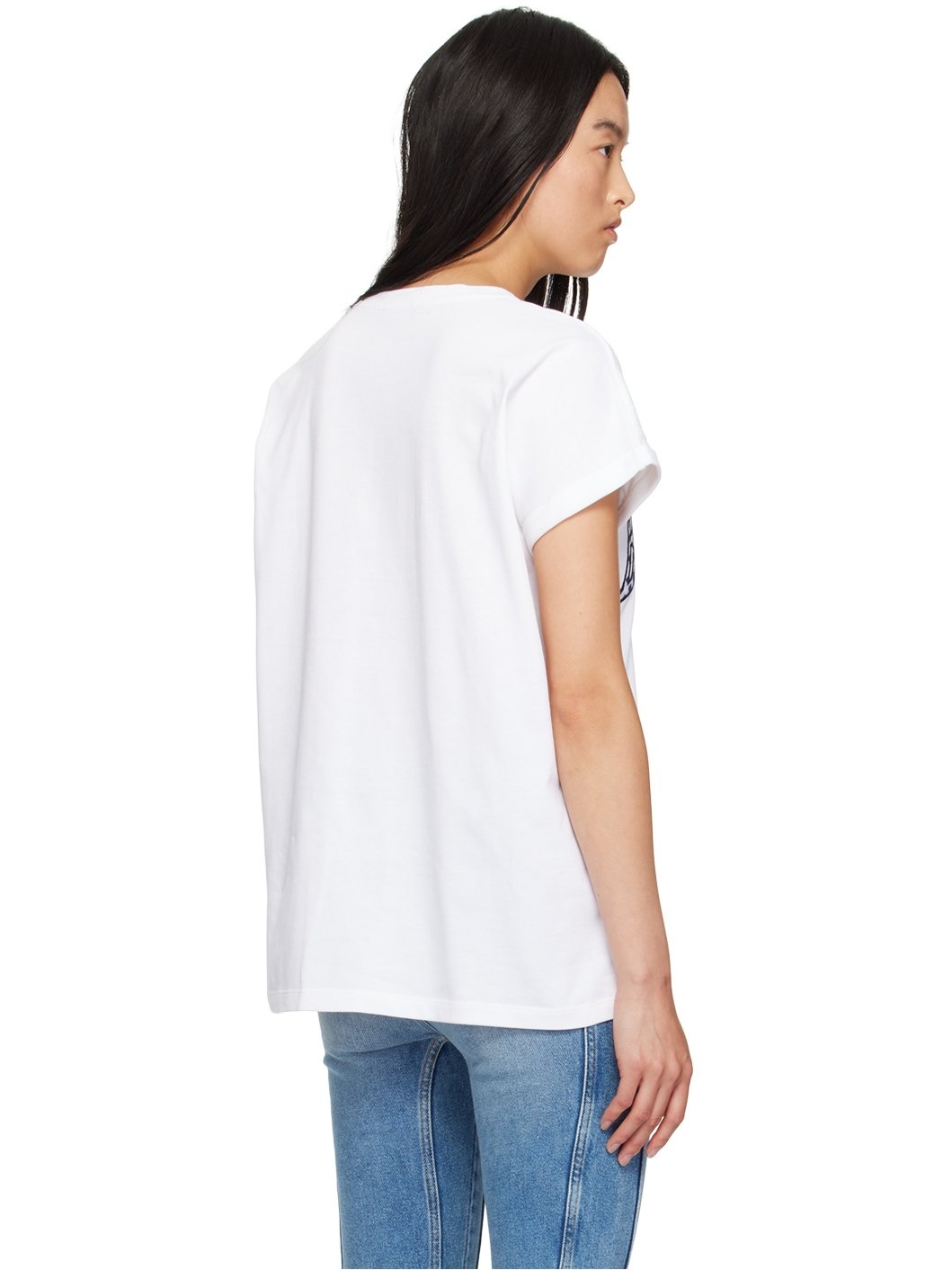 White Gingham Balmain Paris Lettering T-Shirt - 3