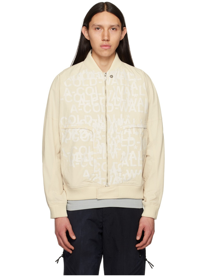 Beige Imprint Bomber Jacket - 1