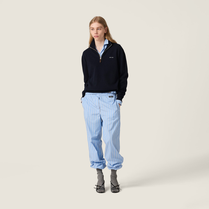 Miu Miu Cashmere and leather zipper sweater outlook