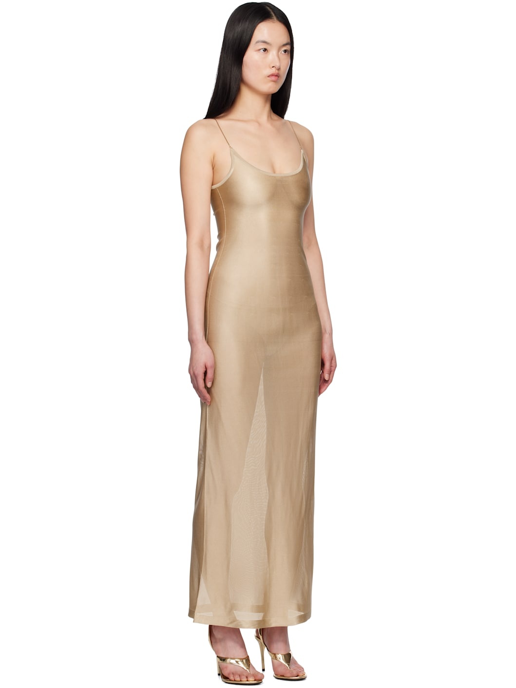 Beige Knit Slip Dress - 2