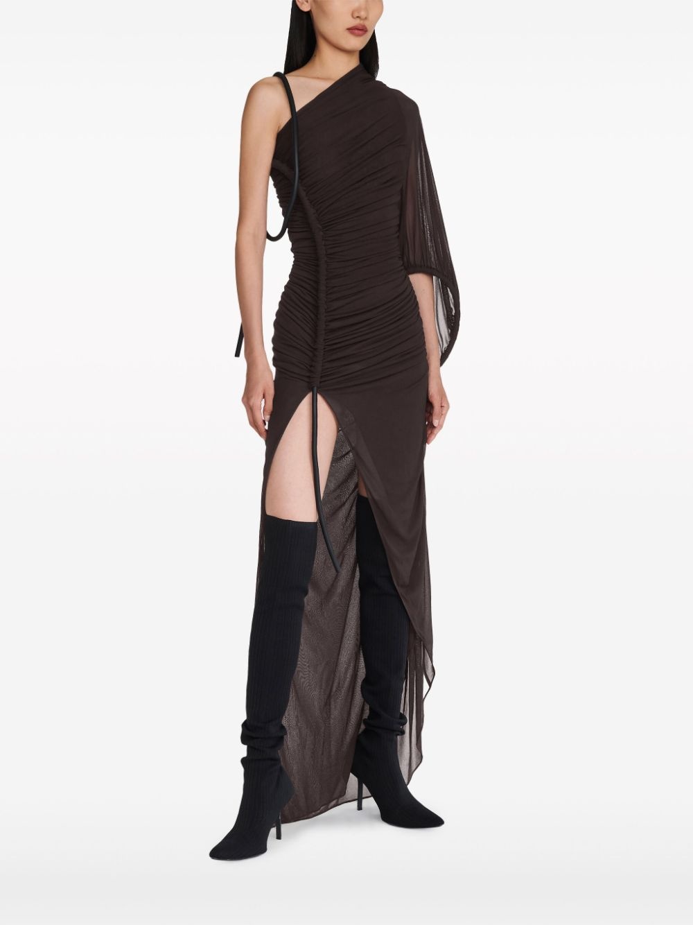 asymmetric ruched dress - 3