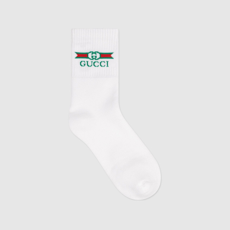 Cotton socks with Gucci label detail 1