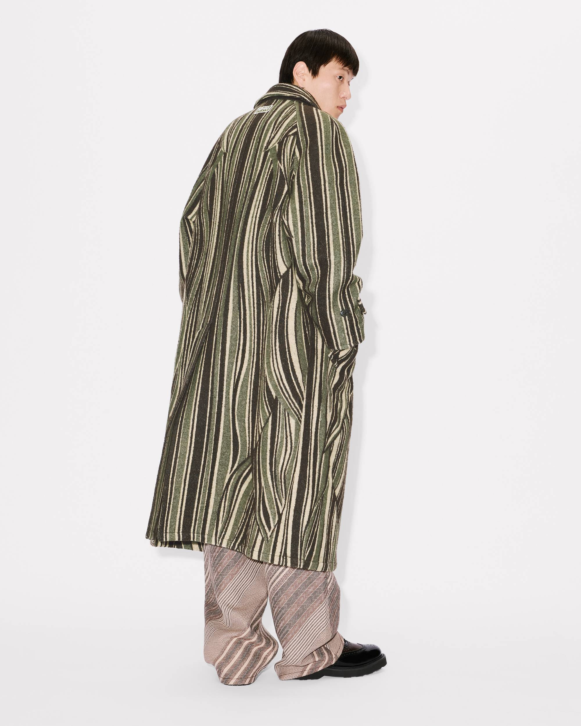 'KENZO Leaf Stripe' coat in cotton wool jacquard - 4