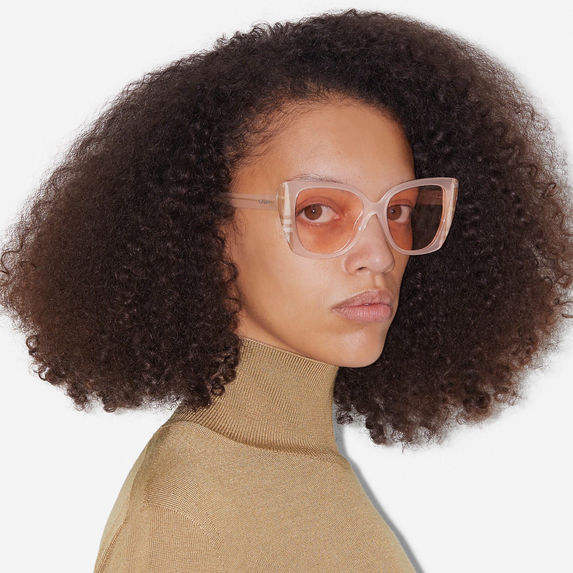 Check Oversized Cat-eye Frame Sunglasses - 4