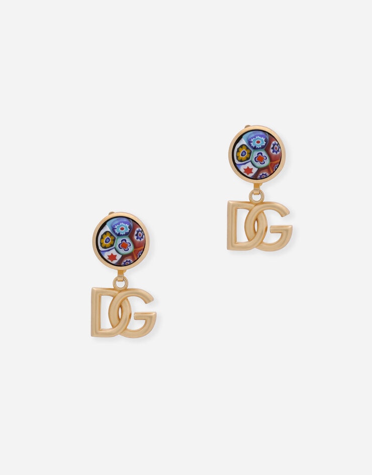 Drop earrings with murrine and DG logo - 1