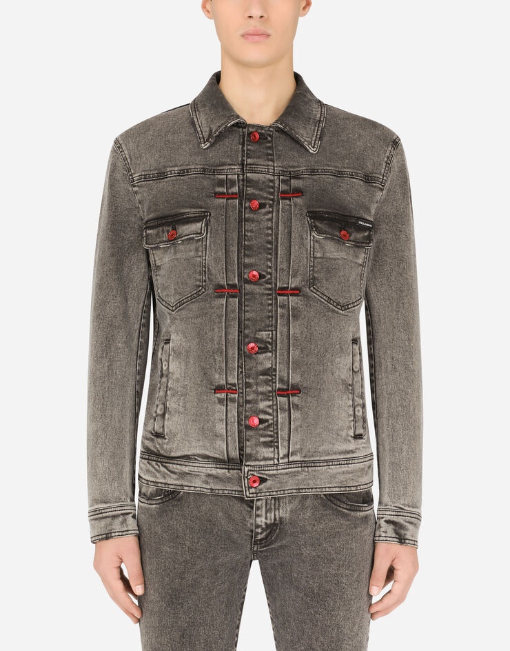 Gray wash stretch denim jacket - 1