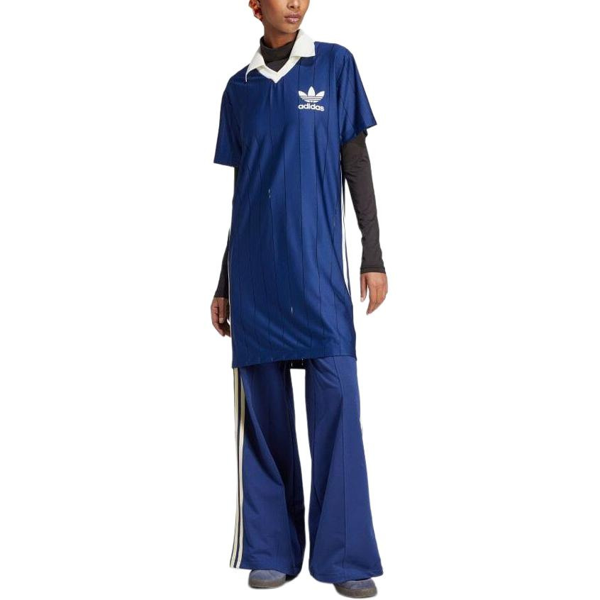 (WMNS) adidas Originals Knit Collar Short Sleeve Dress Asia Sizing 'Dark Blue' IR7467 - 2