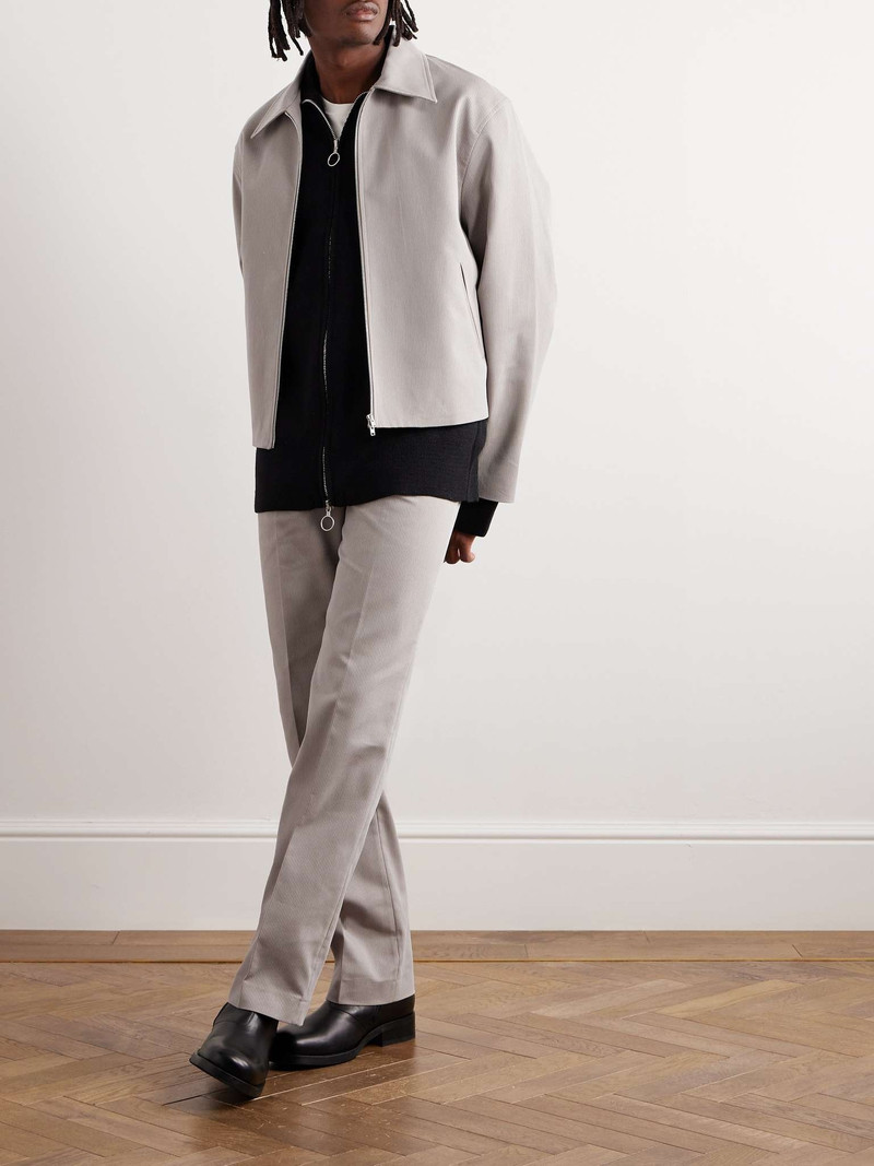 Our Legacy Darien Straight-Leg Pleated Striped Cotton-Blend Trousers outlook