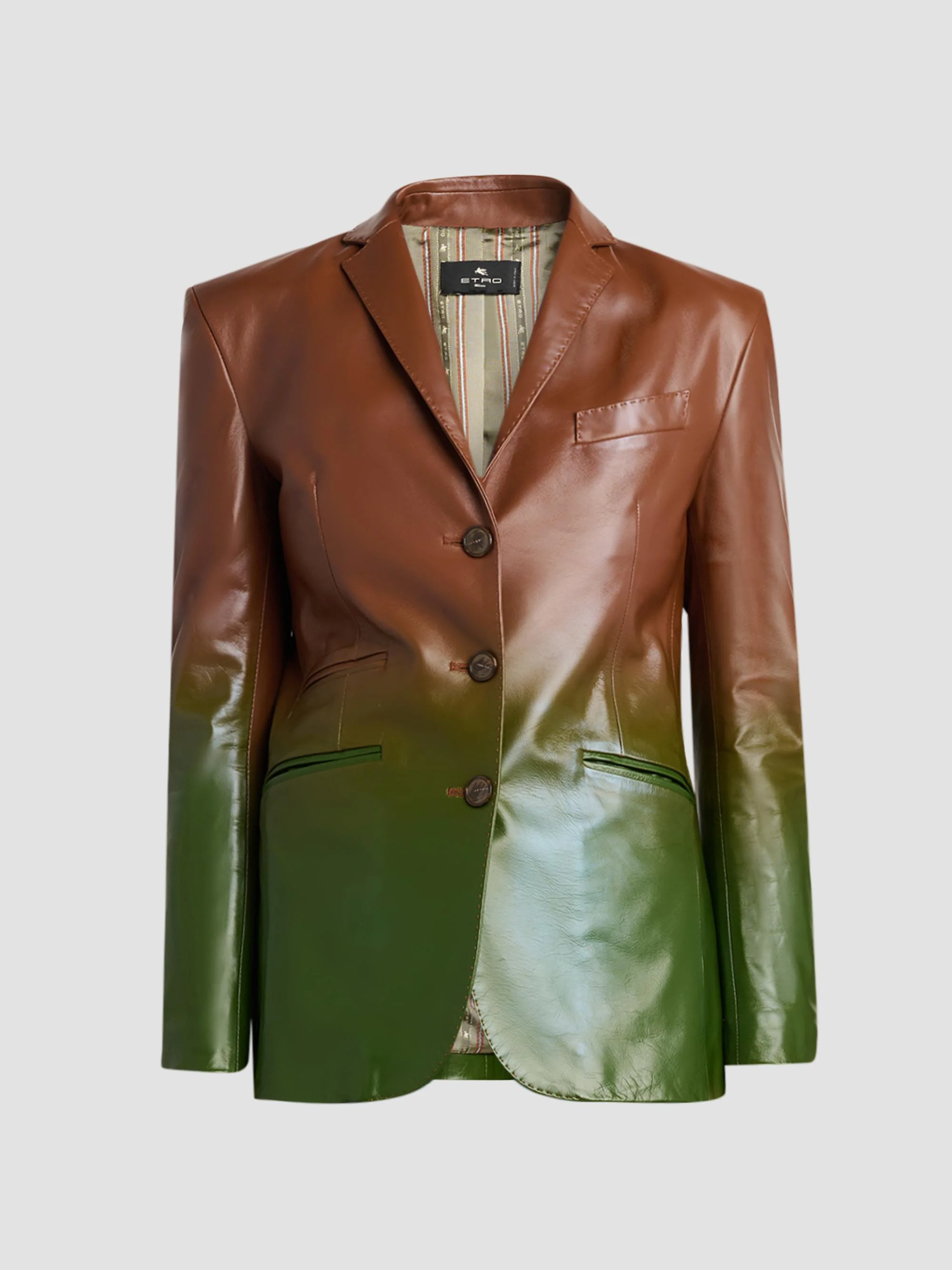 Women's Gradient Leather Blazer - Multicolor Green Base - 1