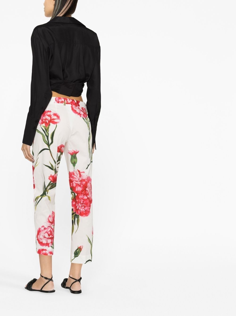 Carnation-print cropped trousers - 3