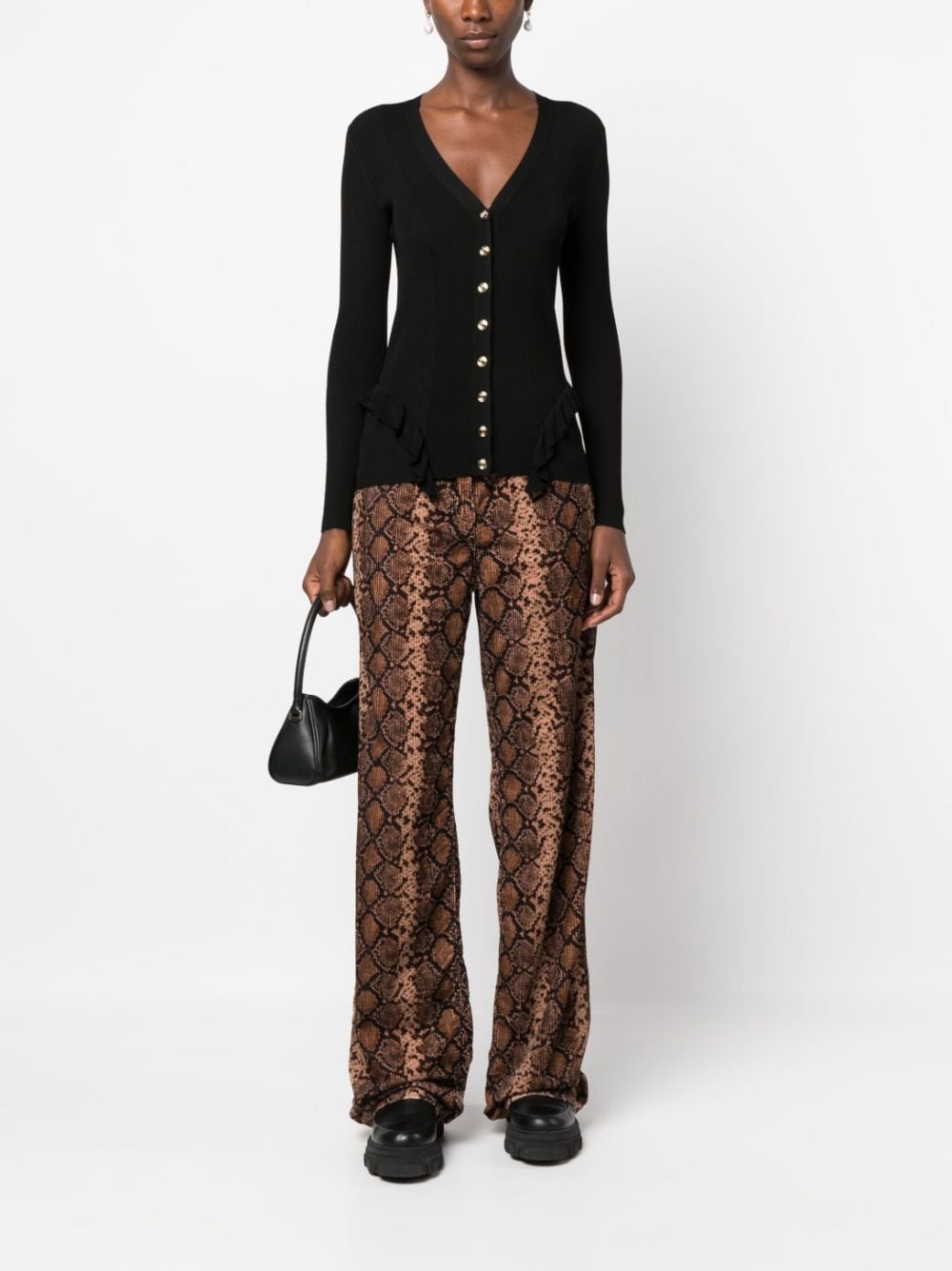 snakeskin-print corduroy trousers - 2