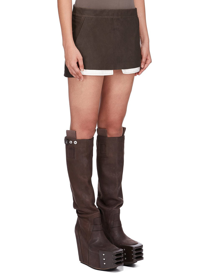 Gray Concordians Fog Cutoff Leather Miniskirt 2
