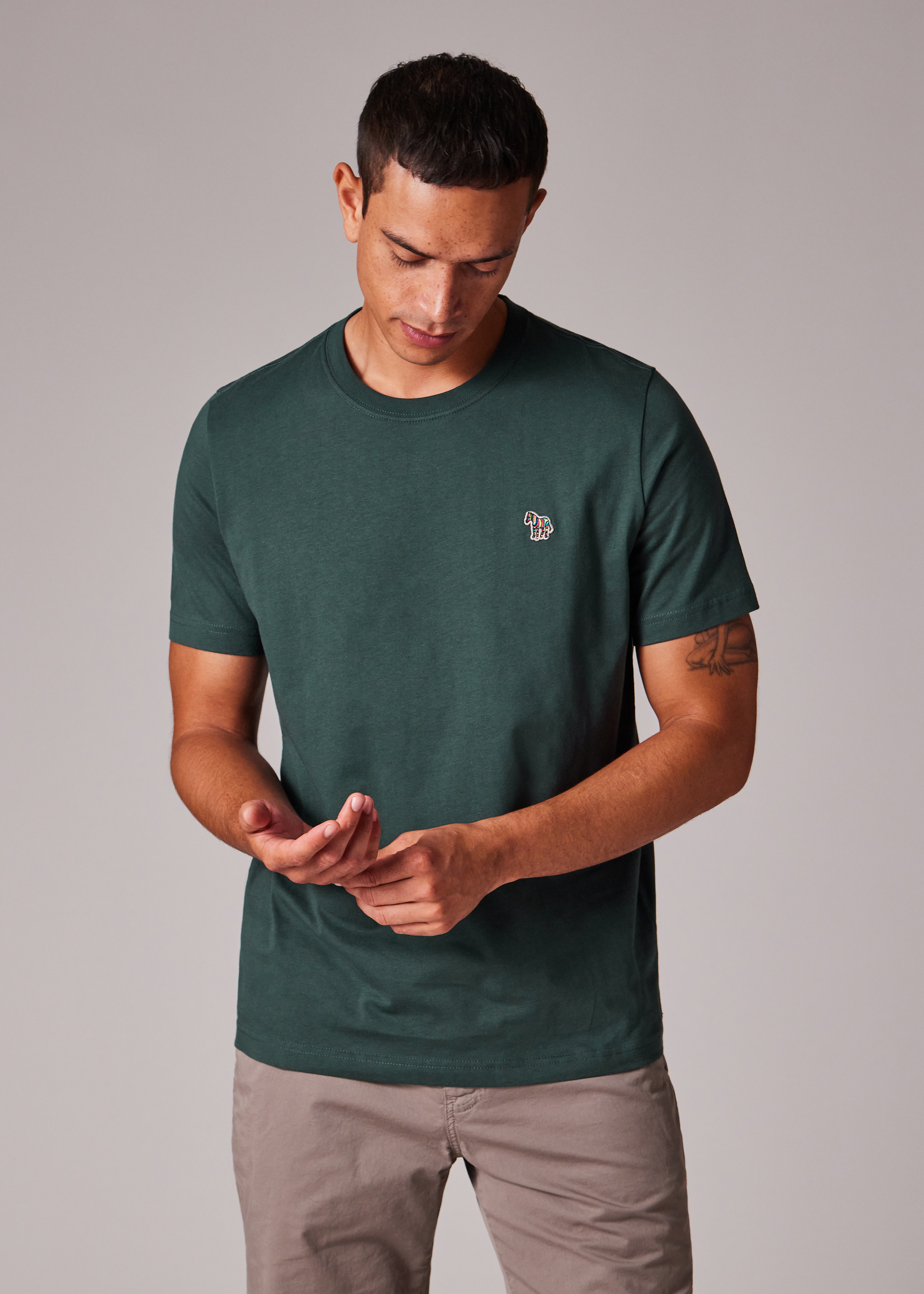 Dark Green Organic Cotton Zebra Logo T-Shirt - 5