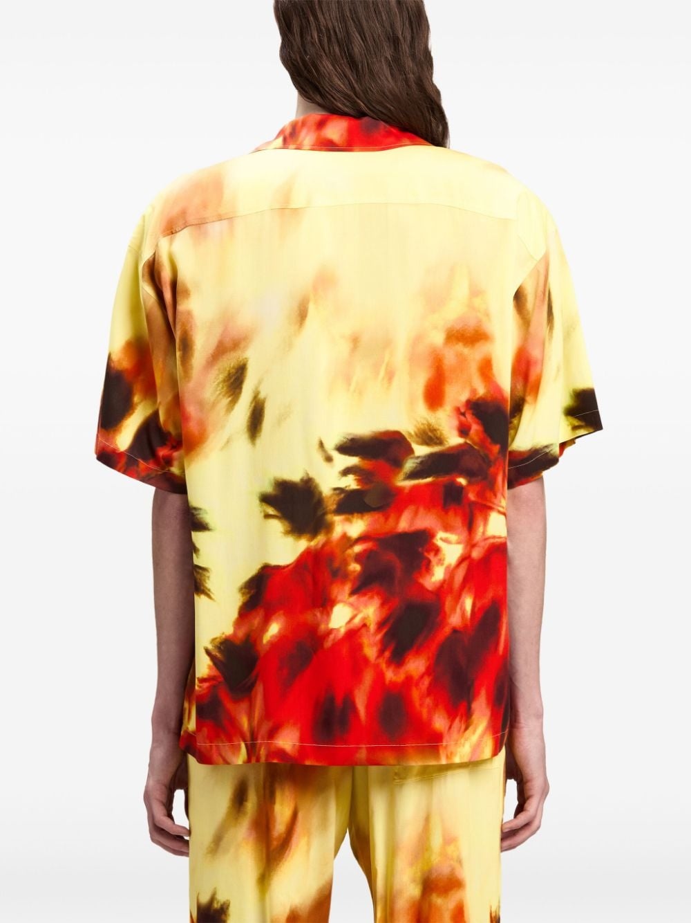 abstract-print notched-collar shirt - 5