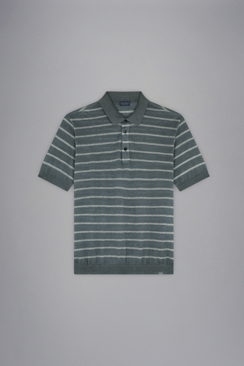 FADED LINEN POLO SHIRT 와 STRIPED PATTERN - 1