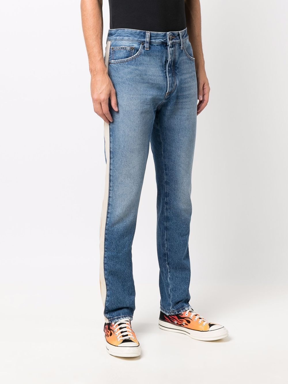 side-stripe straight-leg jeans - 3