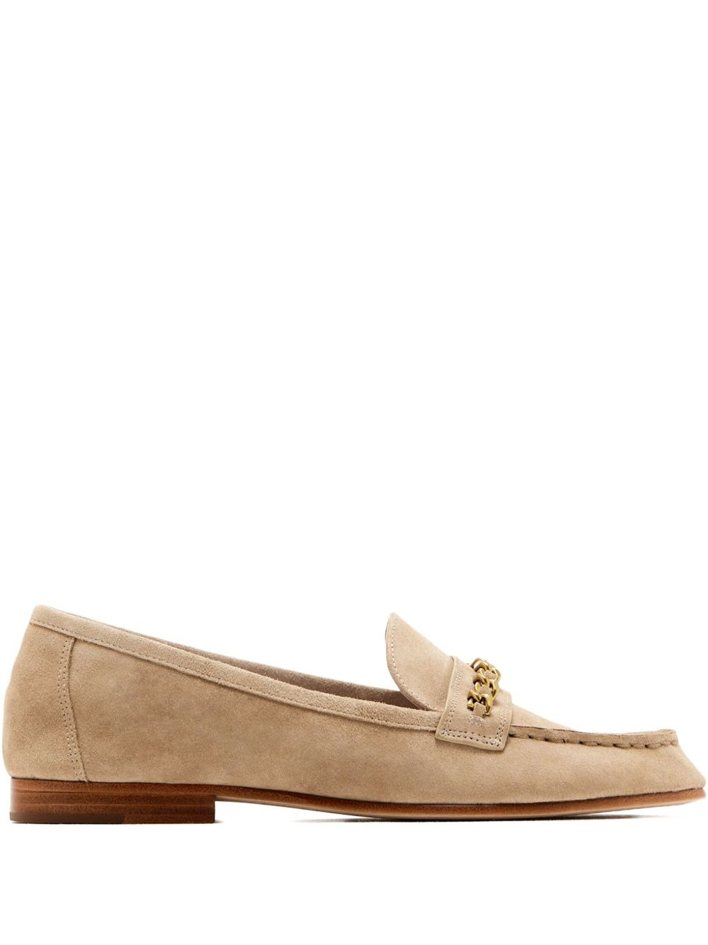 chain-embellished suede loafers - 1