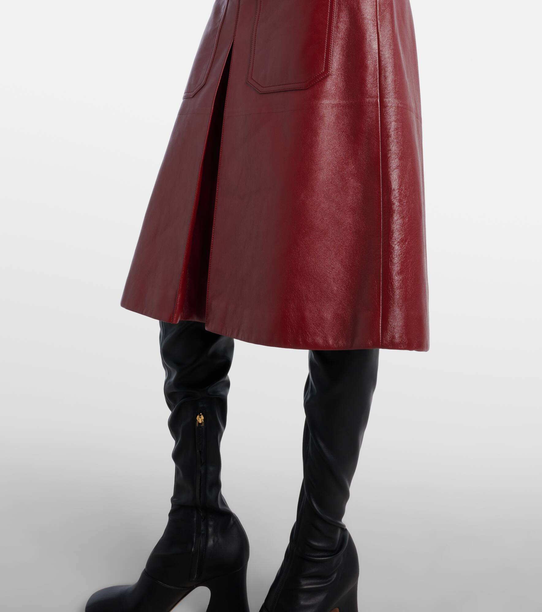 Leather midi skirt - 5
