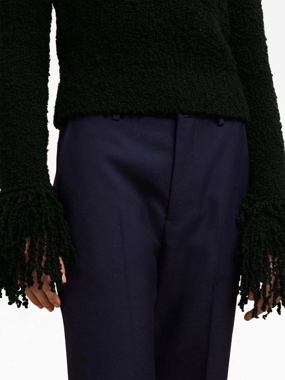 fringed-trim cropped jumper - 6