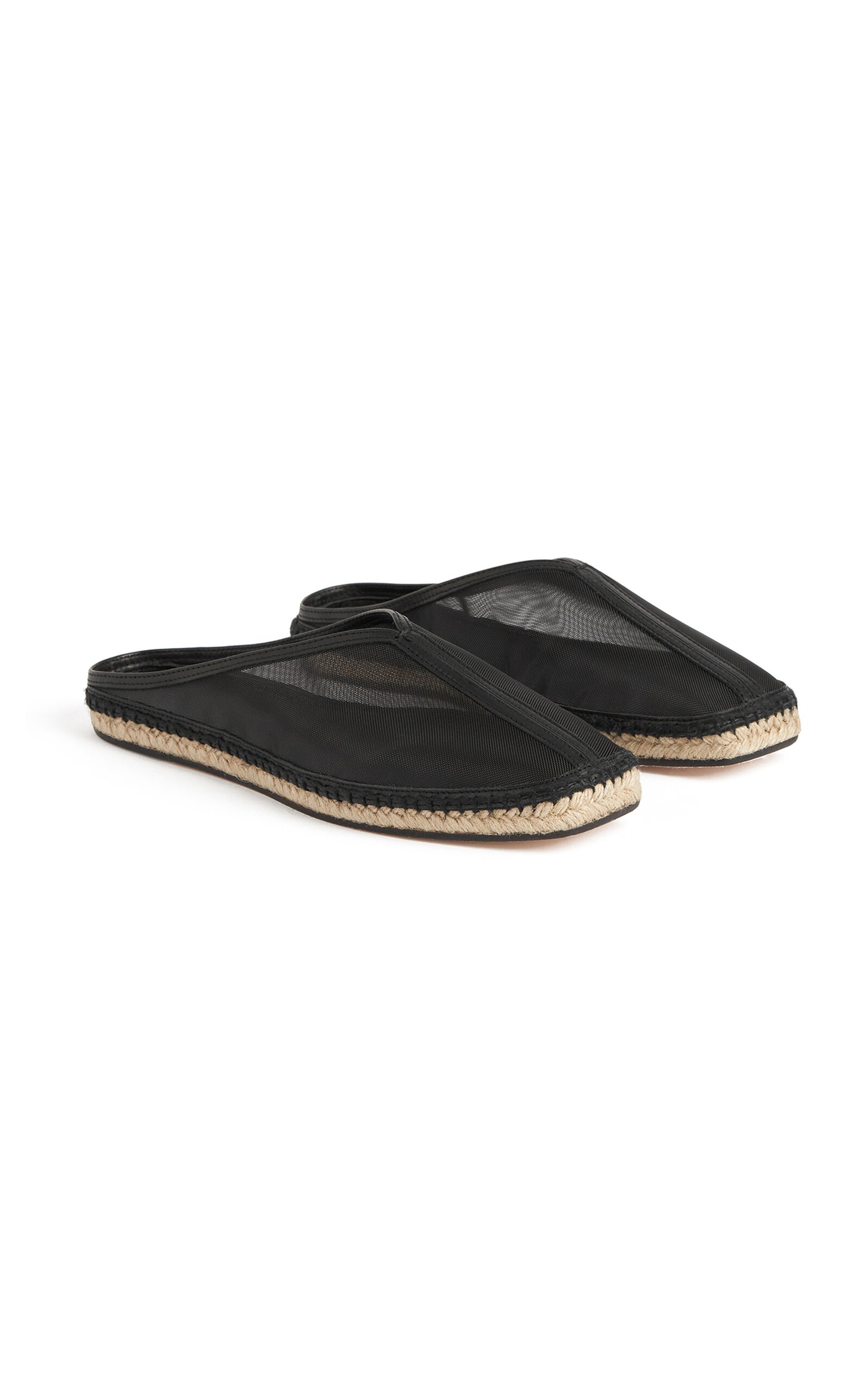 Leather-Trimmed Mesh Slippers black - 2