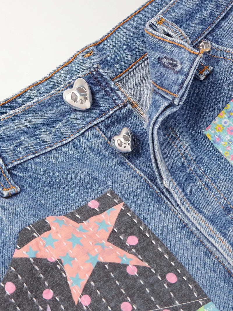 Flared Appliquéd Patchwork Jeans 6