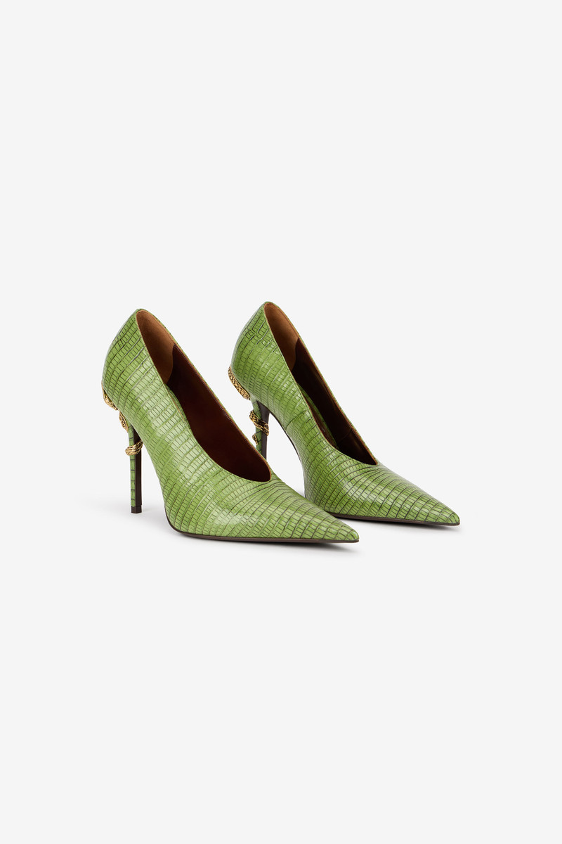 Leather Pumps with Snake Detail 2