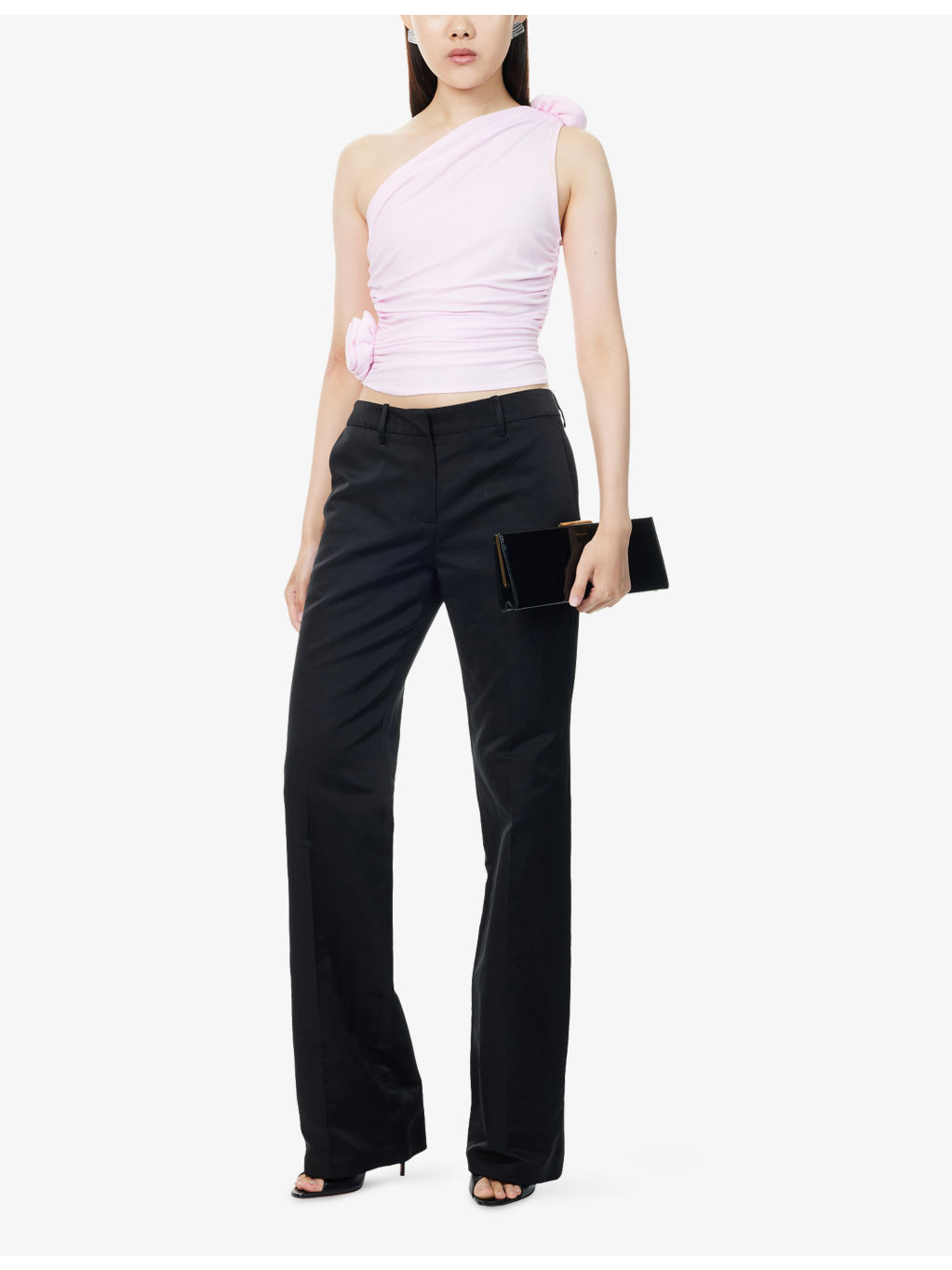 One-Shoulder Floral Stretch-Woven Top - 2
